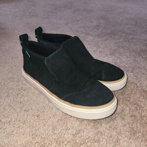 TOMS Paxton Mid Cut Slip-on Sneaker Black Suede Women's 6.5 EU 37